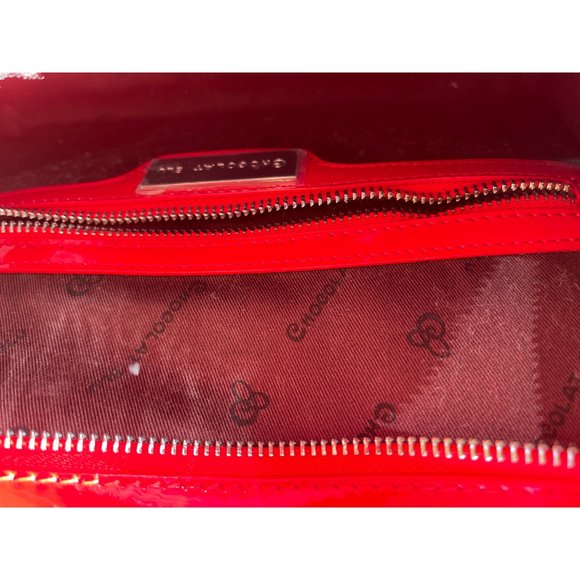 NWT Chocolat Blu Red Leather Handbag with Zipper Top One Size - Picture 4 of 4